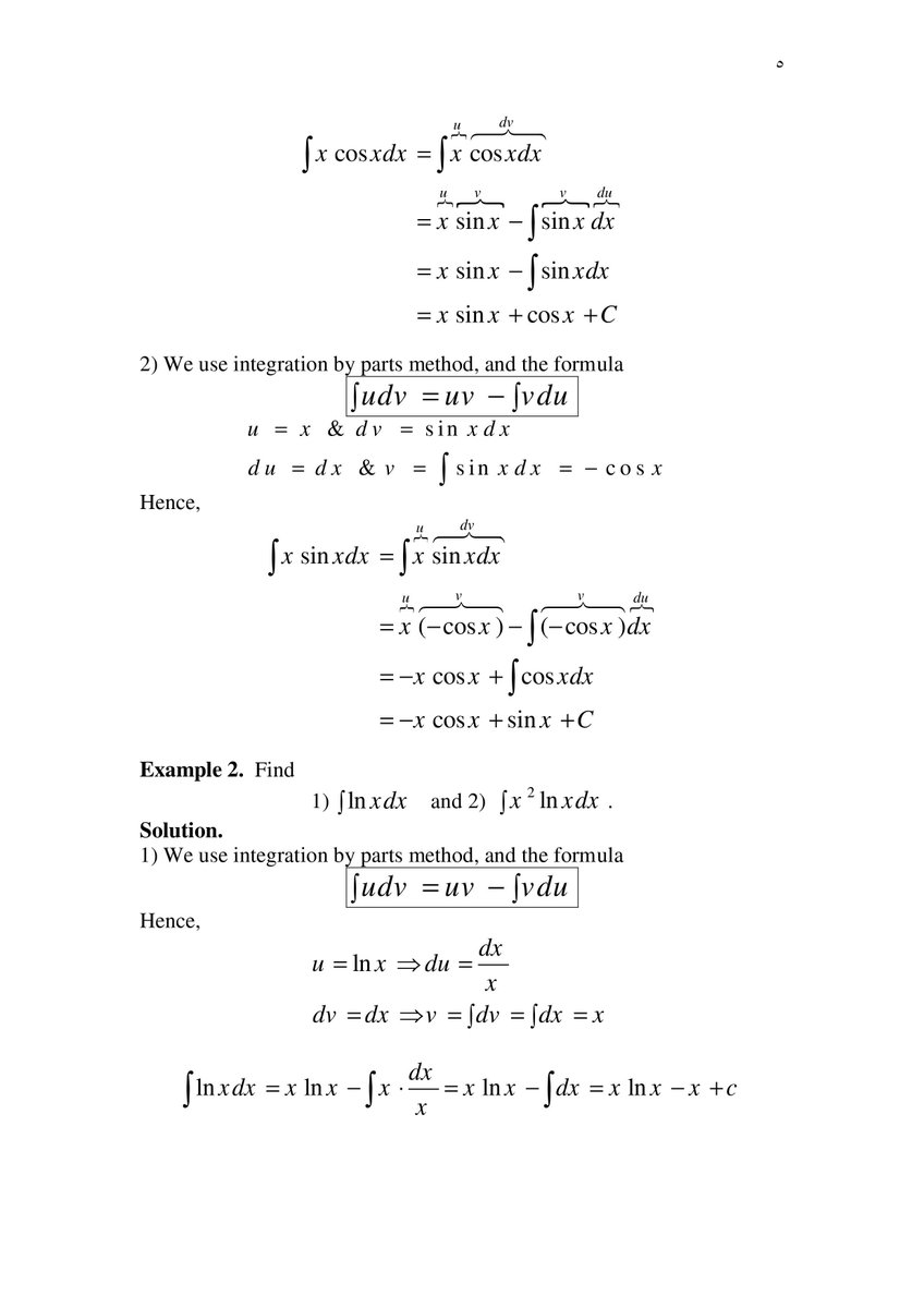 profhabujabal's tweet photo. #math206 #math202 Integration Methods (2) طرق التكامل https://t.co/UDXVPmma1H