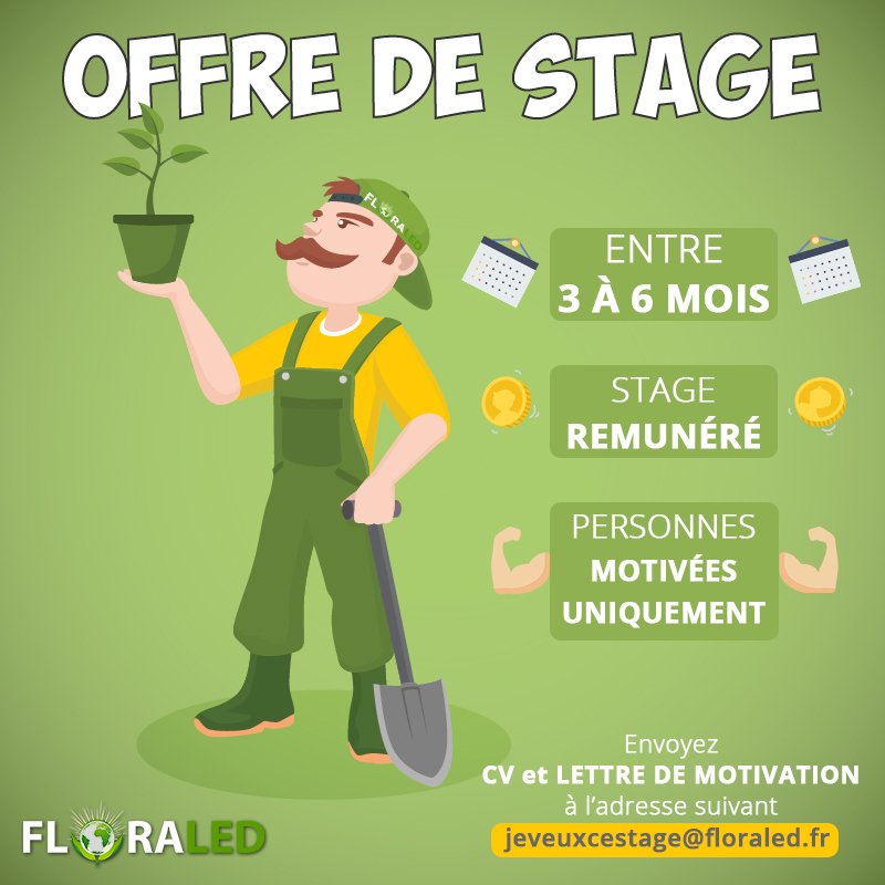 FloraLED_FR's tweet image. ⭐ OFFRE DE STAGE ⭐
Vous aimez cultiver, arroser ou rempoter à n'importe quelle heure du jour ou de la nuit ? 🌱😄
Alors cette offre est faite pour vous à Nancy dans le 54! 👍
Retrouvez l'offre de stage ici ➡ bit.ly/2Ndc6UV
#stage #recrutement #jardin #job #floraled
