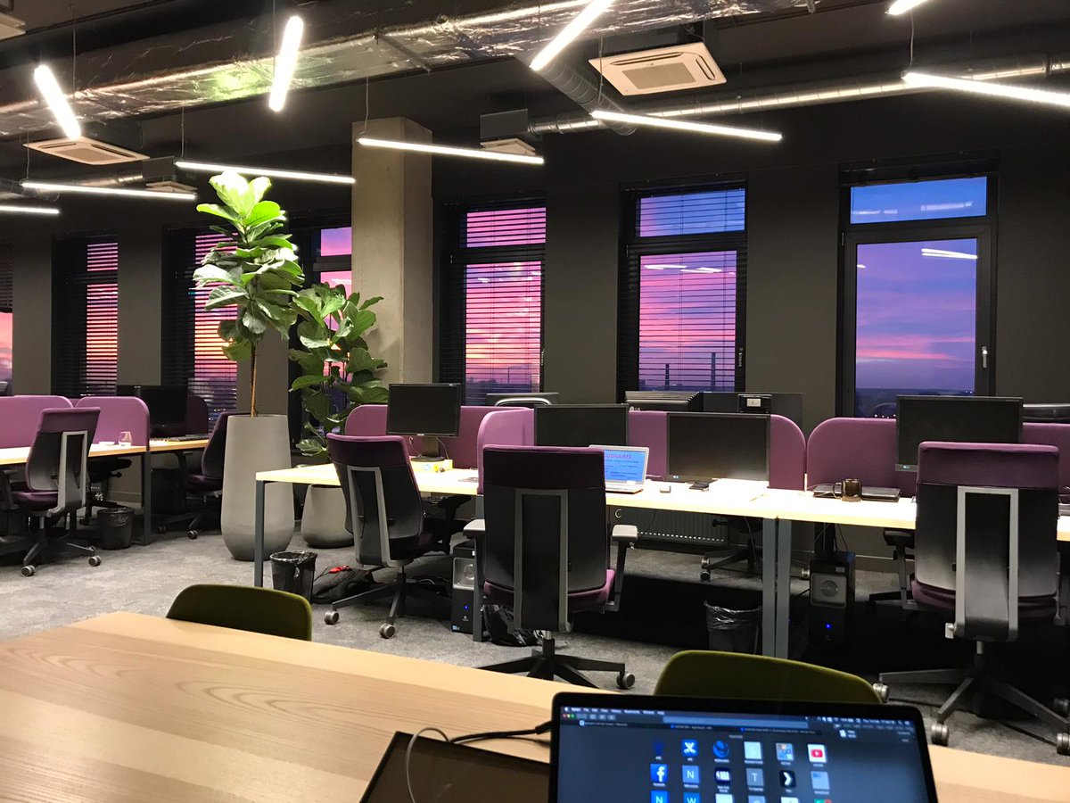 DigitalMindENG's tweet photo. A wonderful mix of colours at the @digitalmind_lv office during an impressive sunset. Nice! https://t.co/tBivPlj1vr
