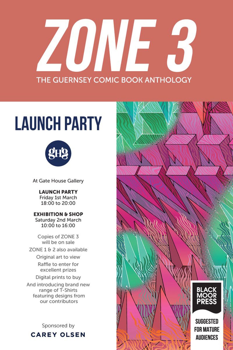 Zone Comic Book Anthology issue#3 launch at <a href="/GHGalleryGSY/">Gate House Gallery</a> on Friday 1st March 6 - 8pm <a href="/GuernseyArts/">Guernsey Arts Commission</a>