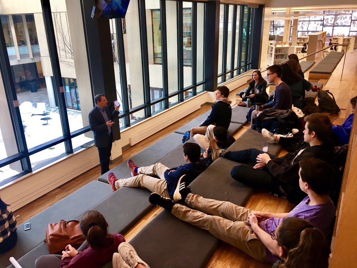BCDSchool's tweet photo. Excited to have @NECIRBU reporters @WBurtonGlass and @singernews on campus today to talk to US students about spotting "fake news" and finding credible sources for articles #NECIRBU https://t.co/SAC5ytBLP1