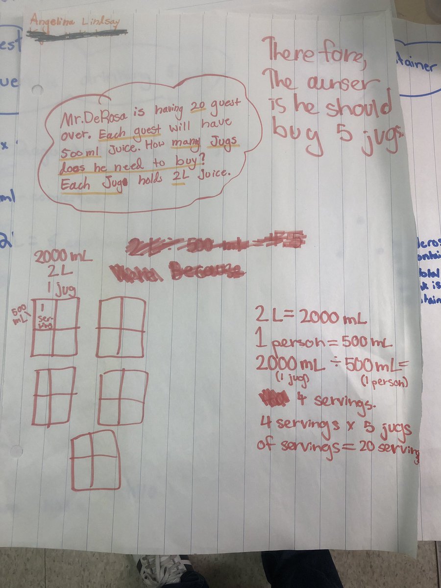 mrderosa83's tweet photo. Yesterday’s math problem in grade 6 @saopmilton1.... some really interesting plans to find the solution #thinkingquestions https://t.co/syHB3oY1ct