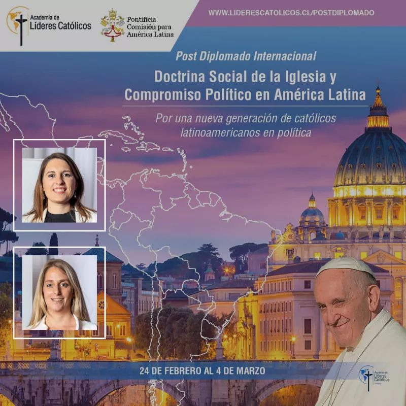 ALCatolicosUy's tweet photo. @flogallotta y @PaolaMariaVilla, alumnas de la Academia, fueron becadas para participar del Post-diplomado en Doctrina Social de la Iglesia que busca formar nuevas generaciones de católicos en política. Un programa que se viene desarrollando hace seis meses. https://t.co/gYhWe2qMpV