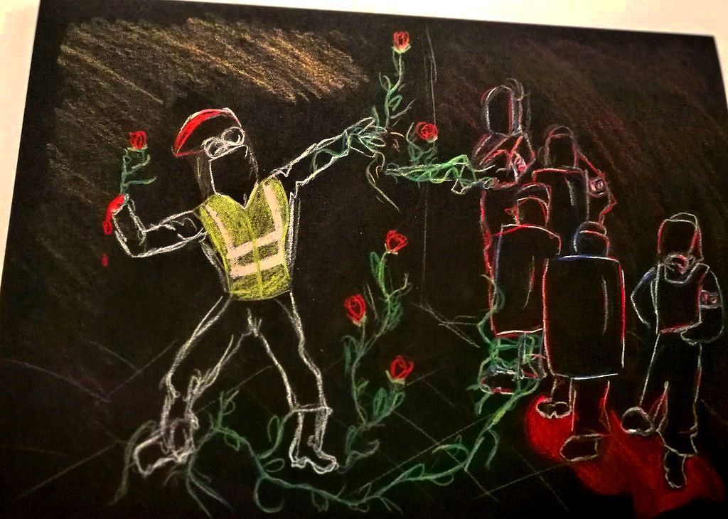 fleur_d_eclipse's tweet photo. La lutte ne s'arrêtera pas ! #Giletsjaunes #Art #ArtistOnTwitter https://t.co/Awwcg0r2u3