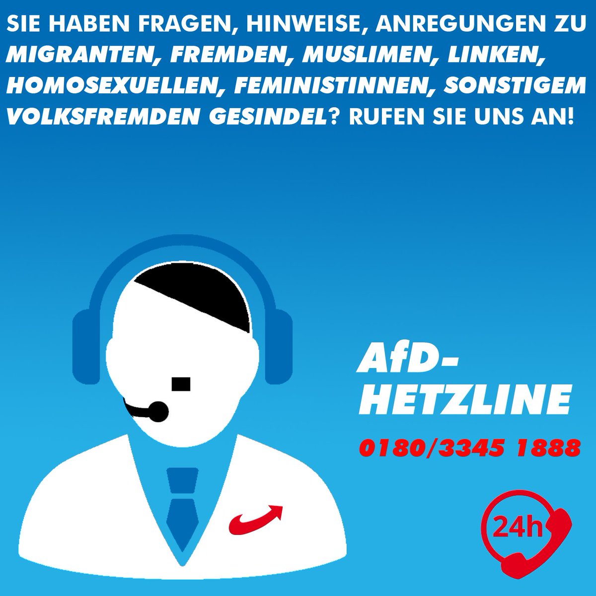 … der freundliche Call-Center-Agent mit dem  H e t zset! #NoAfD #cyanbraun #NSAfD #NoHate