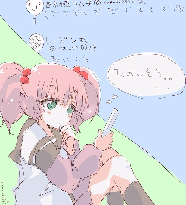 #ゆるゆり版深夜の真剣お絵描き60分一本勝負気になって見ちゃうけど、会話に入れないちなつさん 