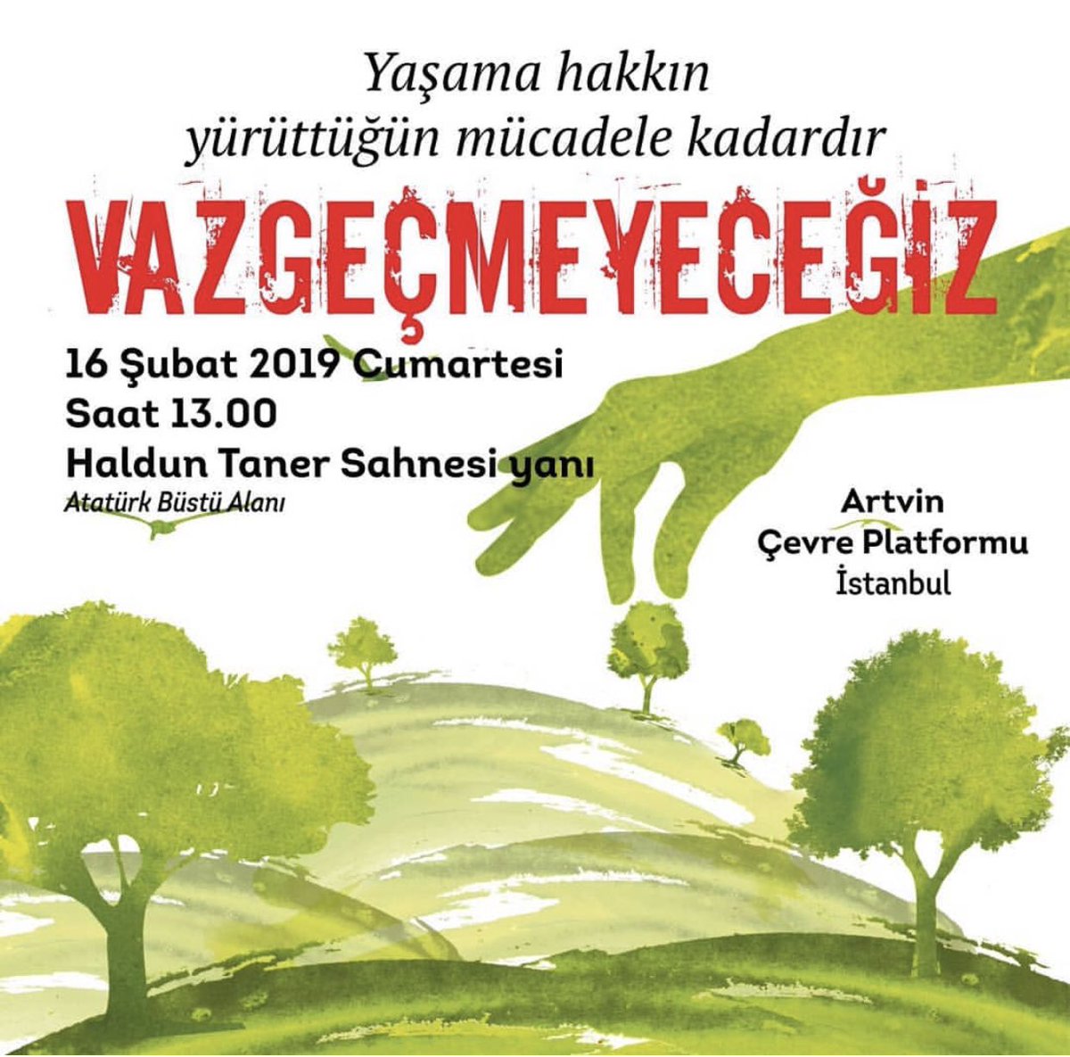 Dayanışma Güçlendirir 👊🏻👊🏻🍀🍀

Artvin’e ve Artvin’liye bu zulmü reva görenler ve işbirlikçilerini hatırlamak için saldirinin 3. yılında 16 Şubat Cumartesi günü saat 13.00 de Haldun Taner Sahnesinin yanında eşzamanli basin açıklaması için toplaniyoruz.