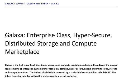 GalaxaXaaS's tweet photo. Get updates on the Galaxa token financing, a security offer and other details in the whitepaper. Download: https://t.co/4NF6Hbp8Tv  

#STO  #blockchain  #tokenization
@michaelgaffney     @dan_dwillis https://t.co/JDrYuHdhJJ