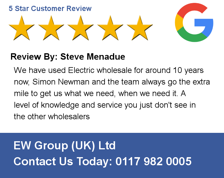 Review By: Steve Menadue We have used Electric wholesale for around 10 years now, Simon Newman and the team always g
