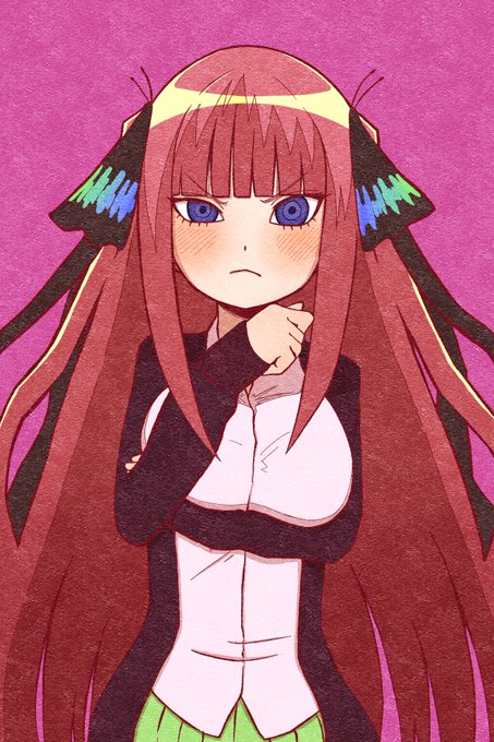 あぼとまさんがTwitterに投稿した中野二乃(五等分の花嫁)のイラスト。