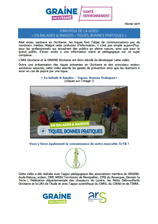 ci_ticks's tweet photo. [VIDEO] En balades et randos - Tiques, bonnes pratiques ; par l'ARS Occitanie et le GRAINE Occitanie avec la participation de @ci_ticks    https://t.co/MpSLarsBoR https://t.co/acKsOD8N42
