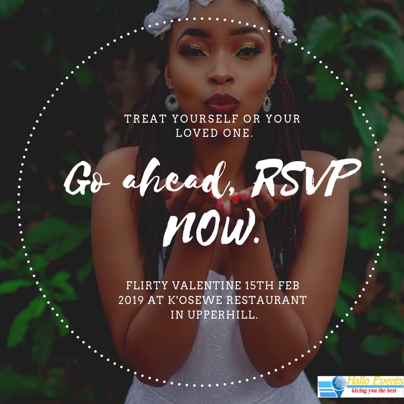 ValentineFlirty's tweet photo. The day is finally here! Do not miss out on the Ultimate speed dating Party at Flirty Valentine in K'osewe Restaurant Upperhill with Host Nina Shaban and Dj Incredible from 6pm to 12am. Come and Mingle, date,, shop , play games and have the time of your. https://t.co/6Tlowx8Xnm