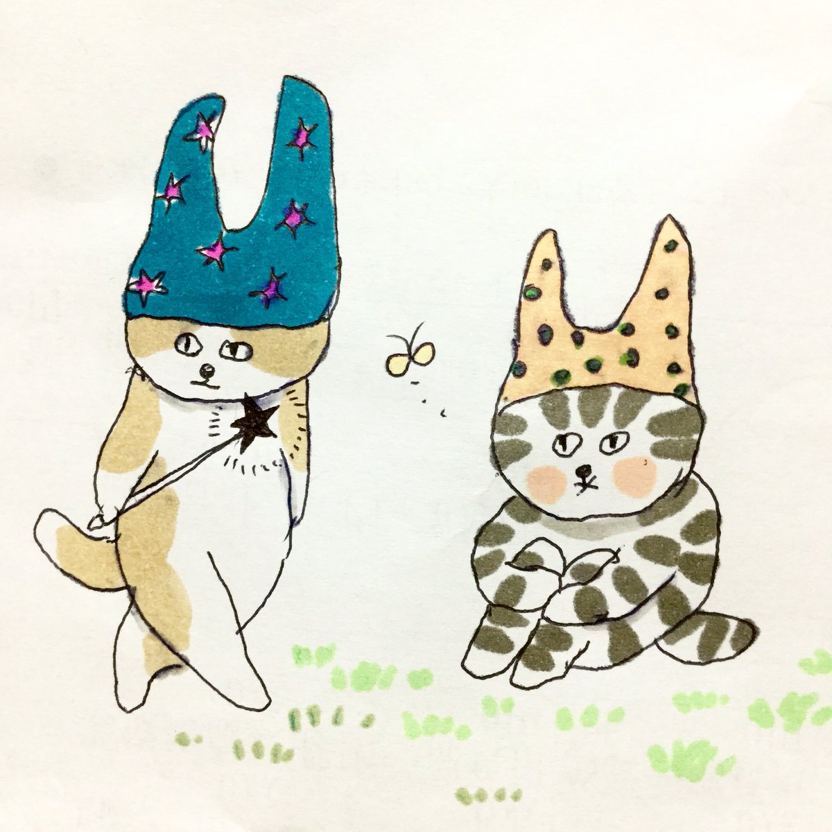 yuriisneko's tweet image. 親不知を抜き、お土産にもらった歯を眺め、ねこ化。歯根側を帽子にして歯猫の魔法使い誕生