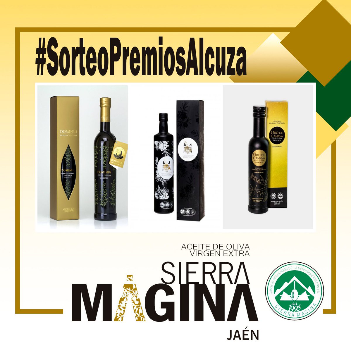 DOSierraMagina's tweet photo. ATENCIÓN, #SORTEO Si quieres conseguir este pack de nuestros #PremiosAlcuza con los tres mejores #aoves de nuestra DO Sierra Mágina en esta campaña, sólo tienes que seguirnos y hacer RT en esta publicación, hasta el 27/02. Bases en ▶️ https://t.co/K4dAo6qZcx Mucha Suerte 👍 https://t.co/J8Pk8EV3NM