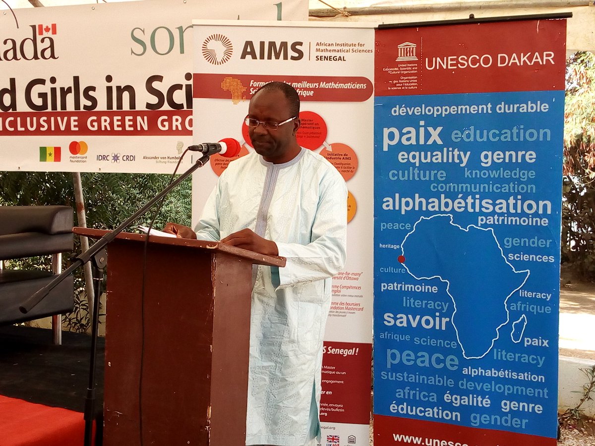 AIMS__Network's tweet photo. UNESCO will continue supporting gender responsive STEM-related academic programs-Dr Dimitri Sanga, Director, UNESCO Dakar. #AIMSWomeninSTEM https://t.co/slPeGJtzN1