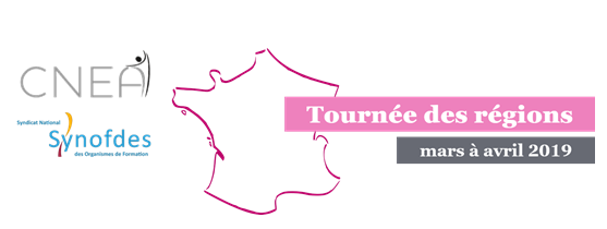 synofdes's tweet photo. Le @synofdes et le @CNEAoff font la Tournée des régions pour présenter les impacts et enjeux de la réforme de la formation professionnelle ! 📆Plus d'une dizaine de date en région, trouvez la vôtre par ici https://t.co/GZJe9dpeq1 https://t.co/oW3xLWlACU