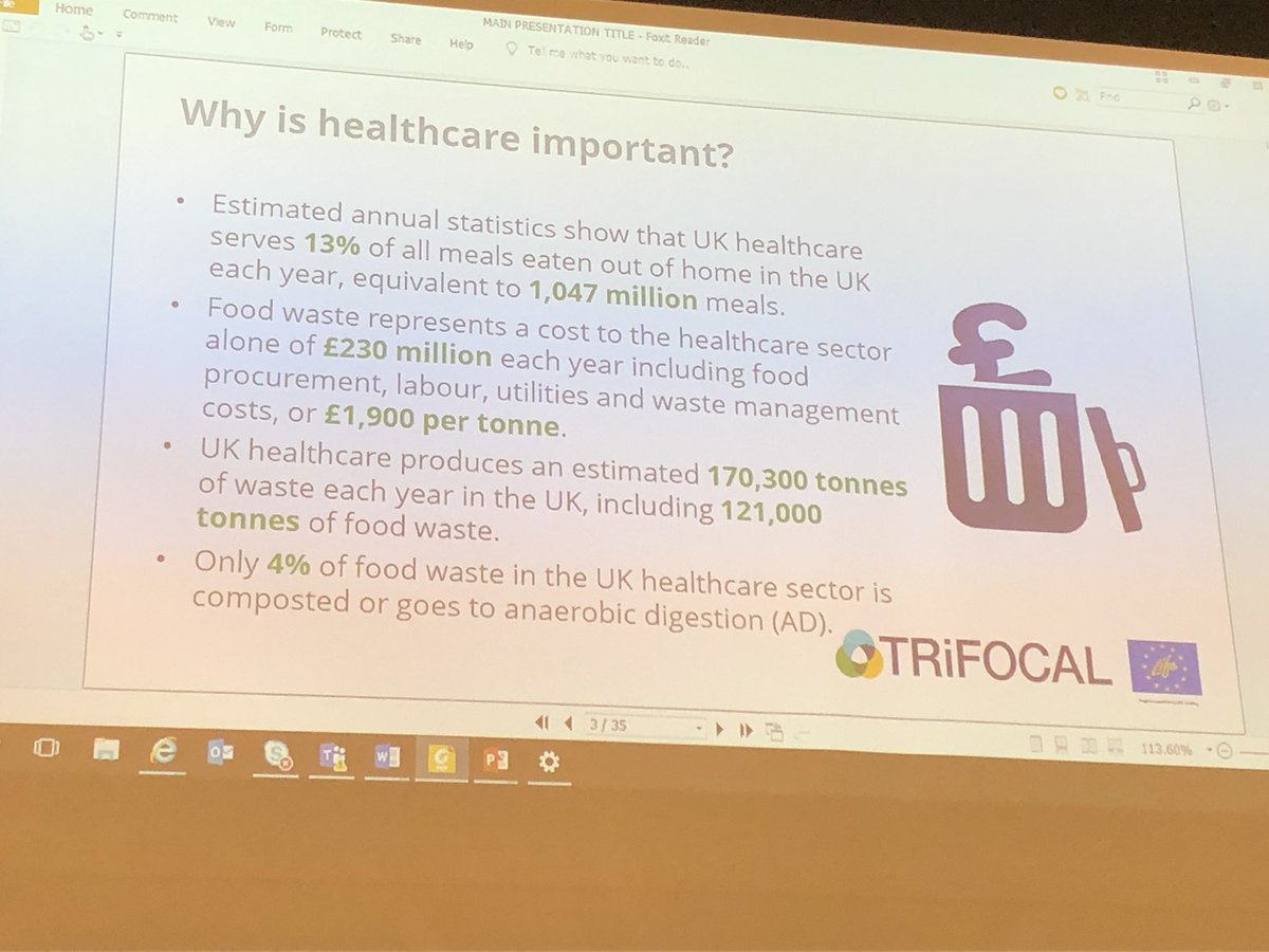 Staggering public sector waste figures. Katharine Fox from <a href="/TRiFOCAL_London/">TRiFOCAL_London</a> speaking about their  ‘Small Change Big Difference’ waste-reduction campaign. <a href="/hospitalcaterer/">Hospital Caterers Association</a> #studyday