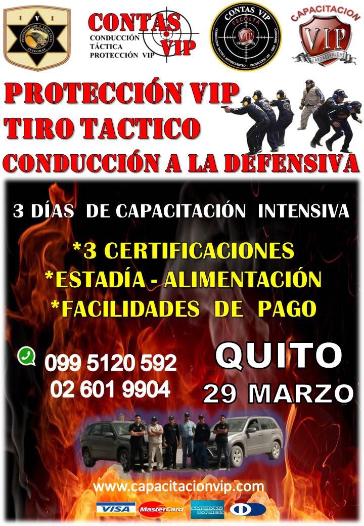 CapacitacionVIP's tweet image. Protección VIP - Tiro Táctico - Conducción a la Defensiva - todo público HOMBRES y MUJERES con o sin experiencia en Protección VIP
Quito 29 - 30 - 31 Marzo
0995120592 - 02 6019904