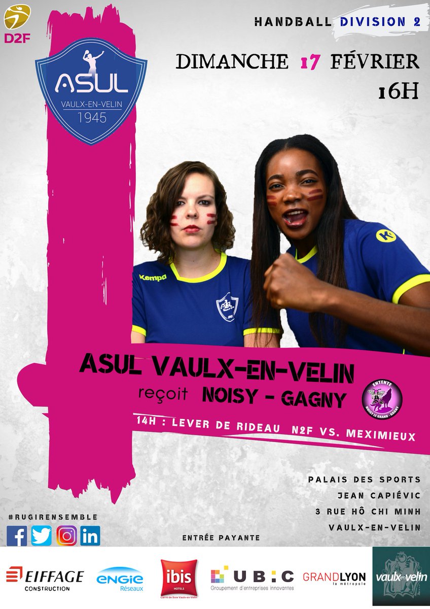 🚨 Grosse après midi HANDBALL ce dimanche au 📍Palais des sports Jean Capiévic pour nos équipes - avec en lever de rideau noir N2 face à Meximieux suivie de la D2 face à <a href="/NLGG_handball/">Noisy/Gagny handball</a>  ! 👊💪

📆 RDV dimanche à partir de 14h