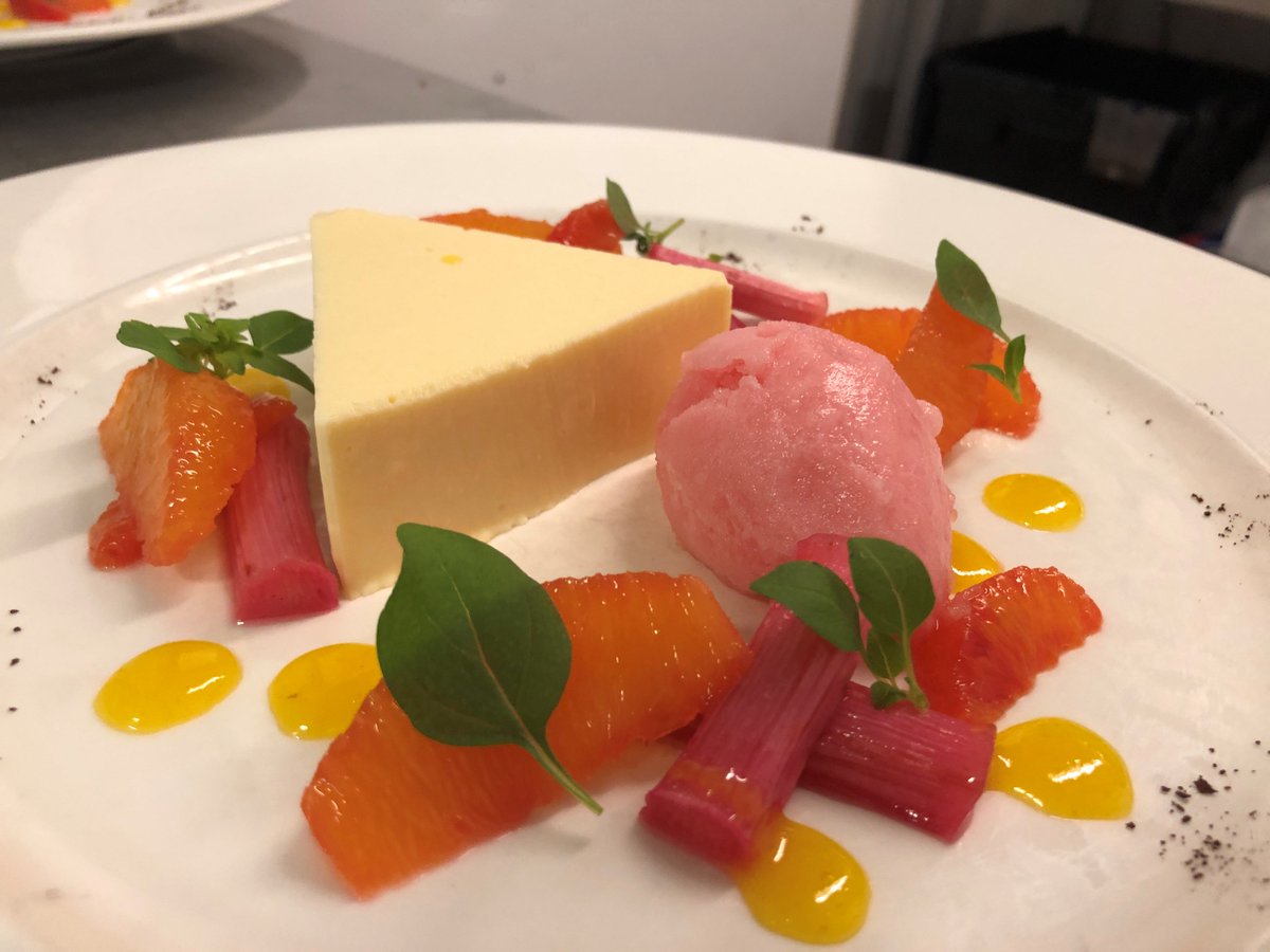 Lemon Bavarois with Rhubarb Sorbet