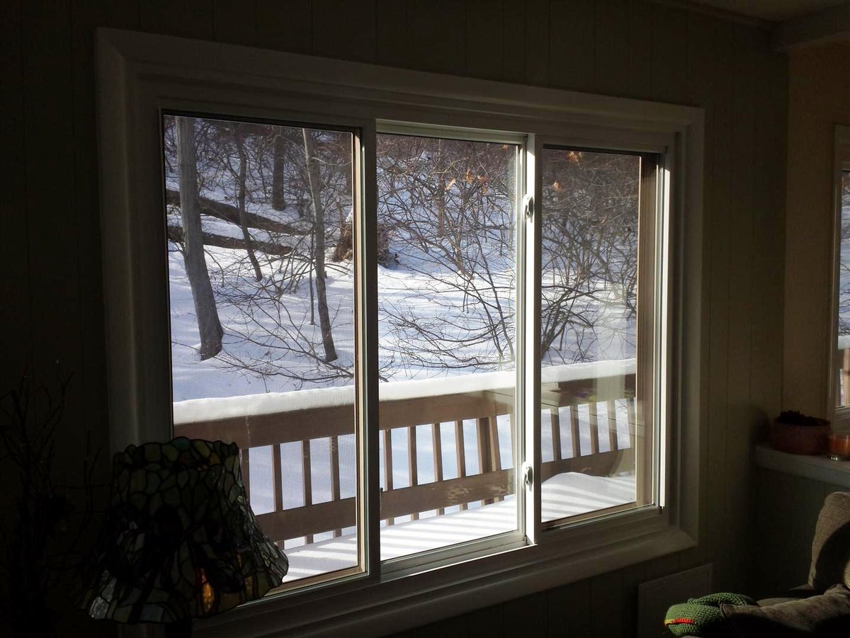 A new three-lite <a href="/Alside/">alside</a> slider replacement window installed with new trim in Hopatcong, #NewJersey. #contractor