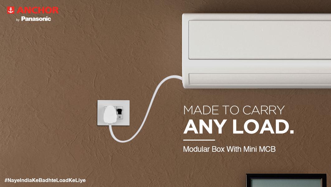 AnchorPanasonic's tweet photo. The AnchorByPanasonic Modular Box with Mini Modular MCB is perfect for home appliances as it has a short circuit breaking capacity of 3000A (3kA). #NayeIndiaKeBadhteLoadKeLiye #AnchorByPanasonic #ACbox https://t.co/MNqsIRlzLx