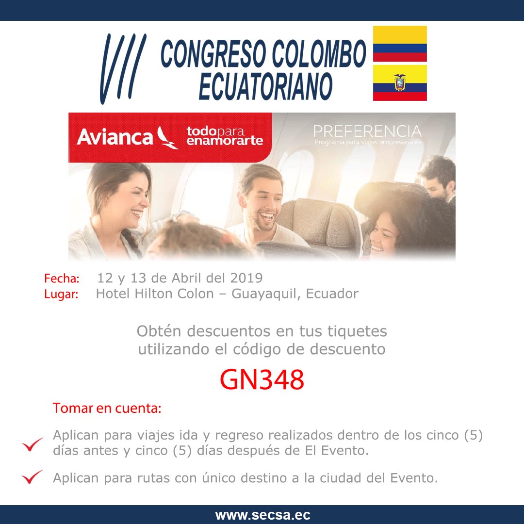secsa2019's tweet photo. Línea Aérea Oficial del VII Congreso Colombo Ecuatoriano SECSA 2019 #secsa2019 #oftalmologia #dmcecuadorcongresos #dmcecuador https://t.co/e1R3mZK5Sx