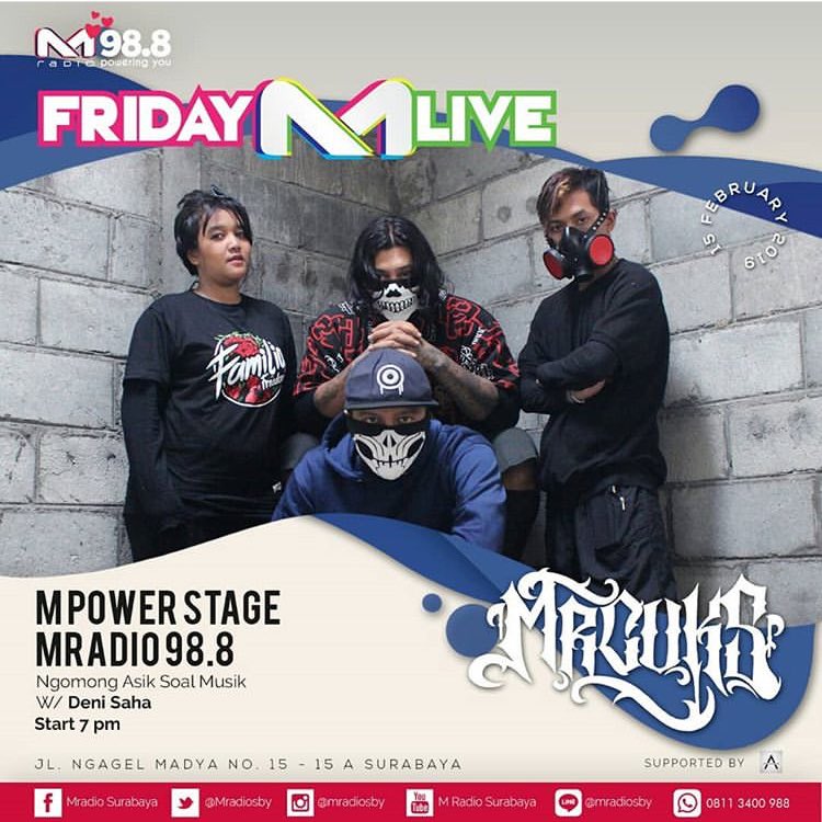 Tonight Friday Night M Live <a href="/mradiosby/">M Radio Powering You</a> <a href="/DeniSaha/">Deni Saha</a> with <a href="/MonitaTahalea/">Monita Tahalea</a> <a href="/MrCuKs_Surabaya/">Mr.Cuk's RapCore</a>