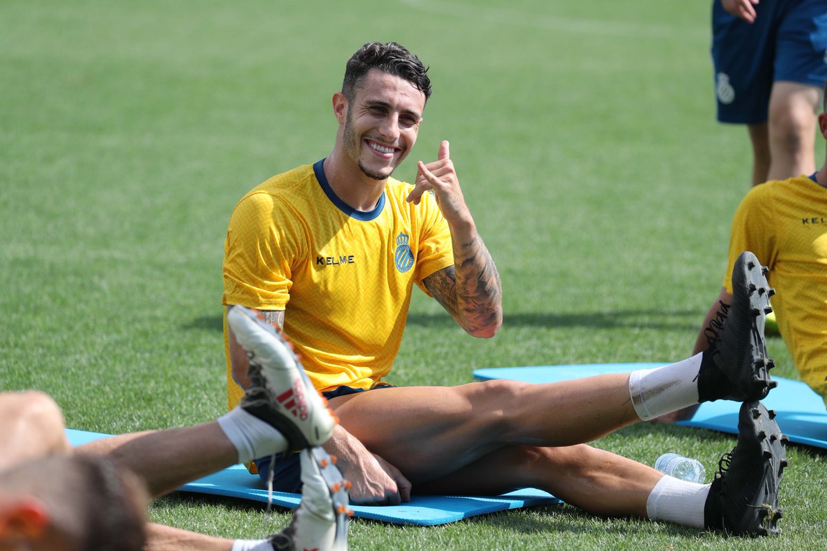 Mario, en un entrenamiento del Espanyol.