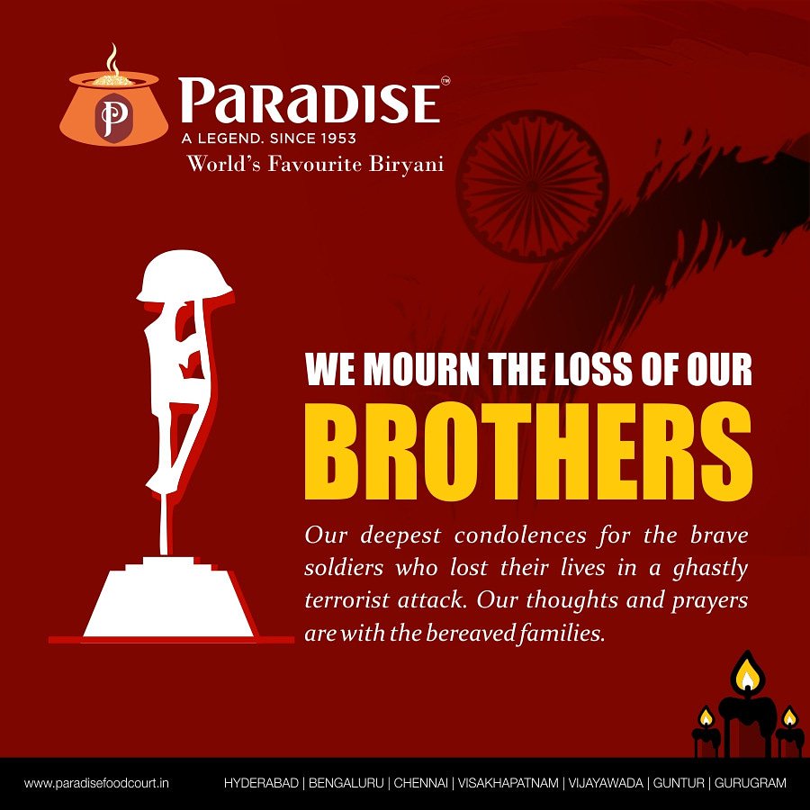 We mourn the loss of our brothers. Our deepest condolences for the brave soldiers who lost their lives in a ghastly terrorist attack. Our thoughts and prayers are with the bereaved families.
