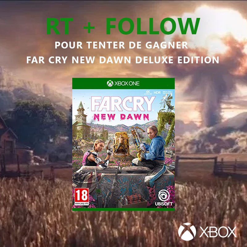 A l'occasion du lancement de Far Cry New Dawn vendredi dernier sur #Xbox, RT ET FOLLOW pour tenter de gagner une version Deluxe du jeu !