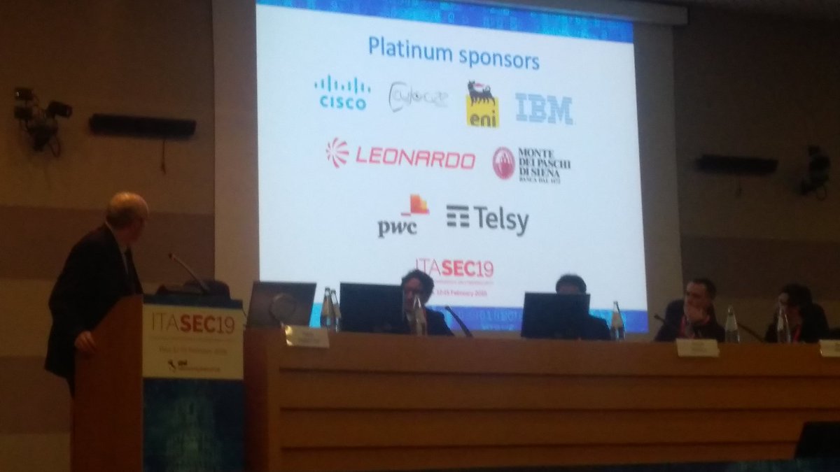 PGRotondo's tweet photo. #ITASEC19 non sarebbe stato possibile senza gli sponsor, tra cui anche #IBM @IBMItalia https://t.co/RRIoWeyhSg