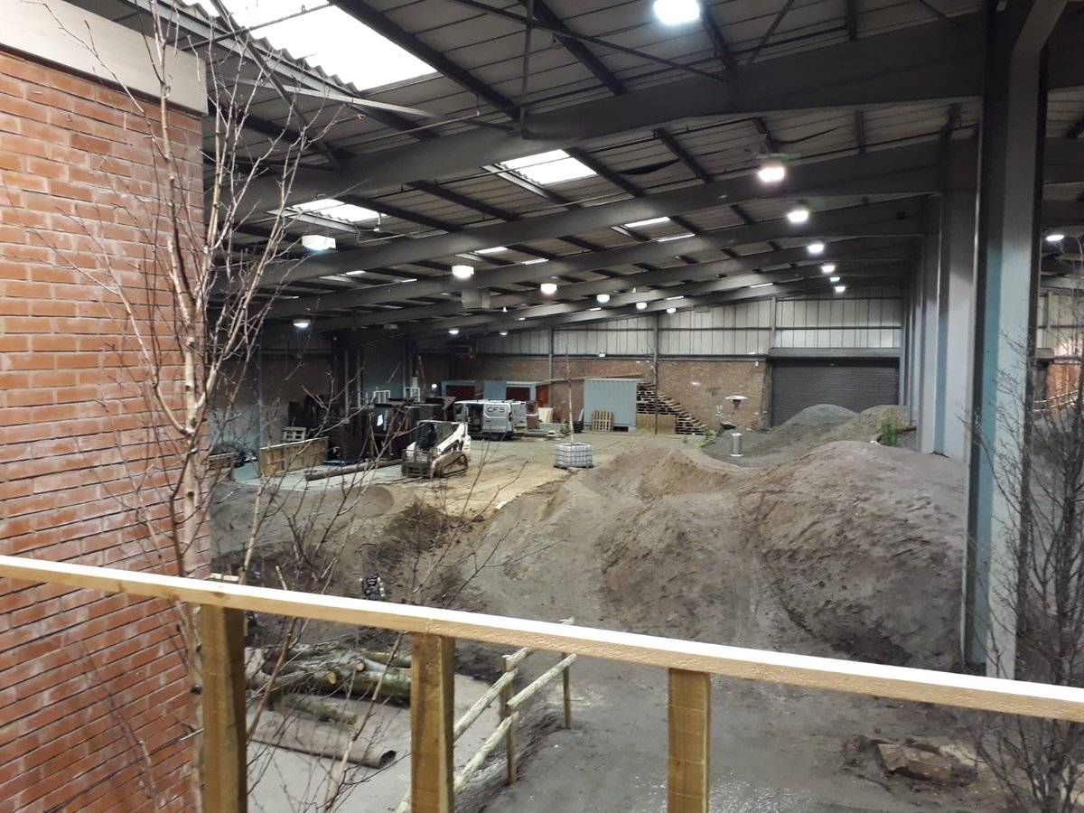 DirtFactoryMCR's tweet photo. As you know work is well underway  @MayfieldMCR huge thanks and respect to all the crew who were involved in creating our indoor trails, we can't wait to see everyone riding them. #Manchester #mountainbike #trailbuild #letsgo https://t.co/8b9uYKL1bt