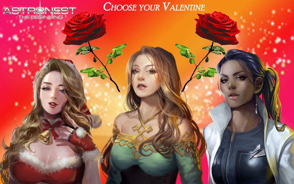 AstronestGame's tweet photo. Let's celebrate the Valentine Day with #Astronest!  
If you could received a rose, from whom would you like to receive one during Valentine's Day?
From the sexy missile defense #Sasha? From the beautiful beam defense #Alexis? or from the captivating and charming engineer #Vella? https://t.co/x1vl27bbeq