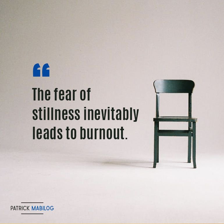 Patrickmabilog's tweet image. We&apos;re always on the move. Always in a rush. For many it&apos;s because we&apos;re afraid of being still- that we&apos;ll miss out on life, lose a client, perform worse at our jobs when we slow down.

#ConquerBurnout #SabbathRest