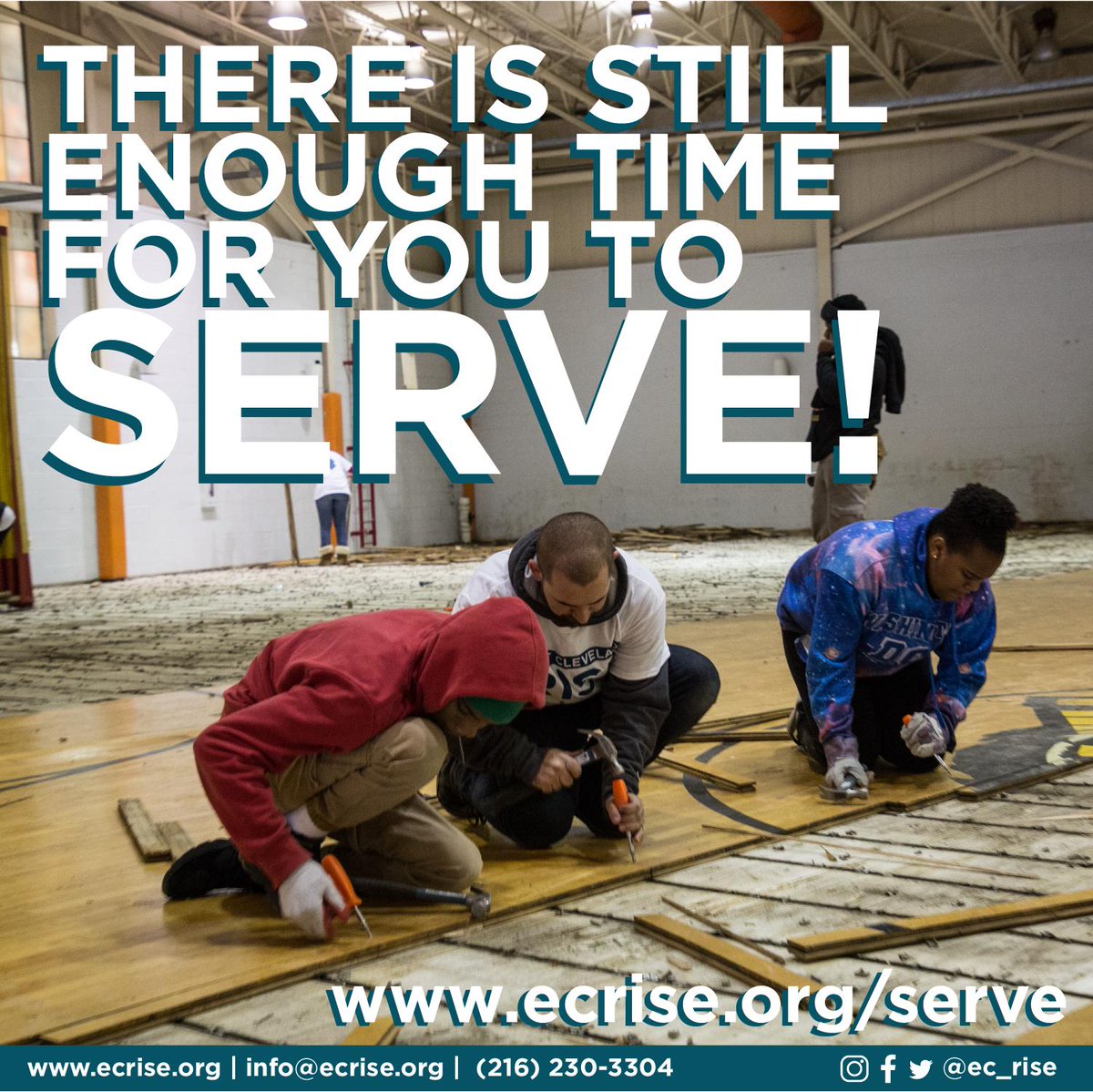 ec_rise's tweet photo. There is still time for you to serve! Sign up for our February 23rd service day demolishing the last of the gym floor! #service💪 https://t.co/hHf7U3c2xS