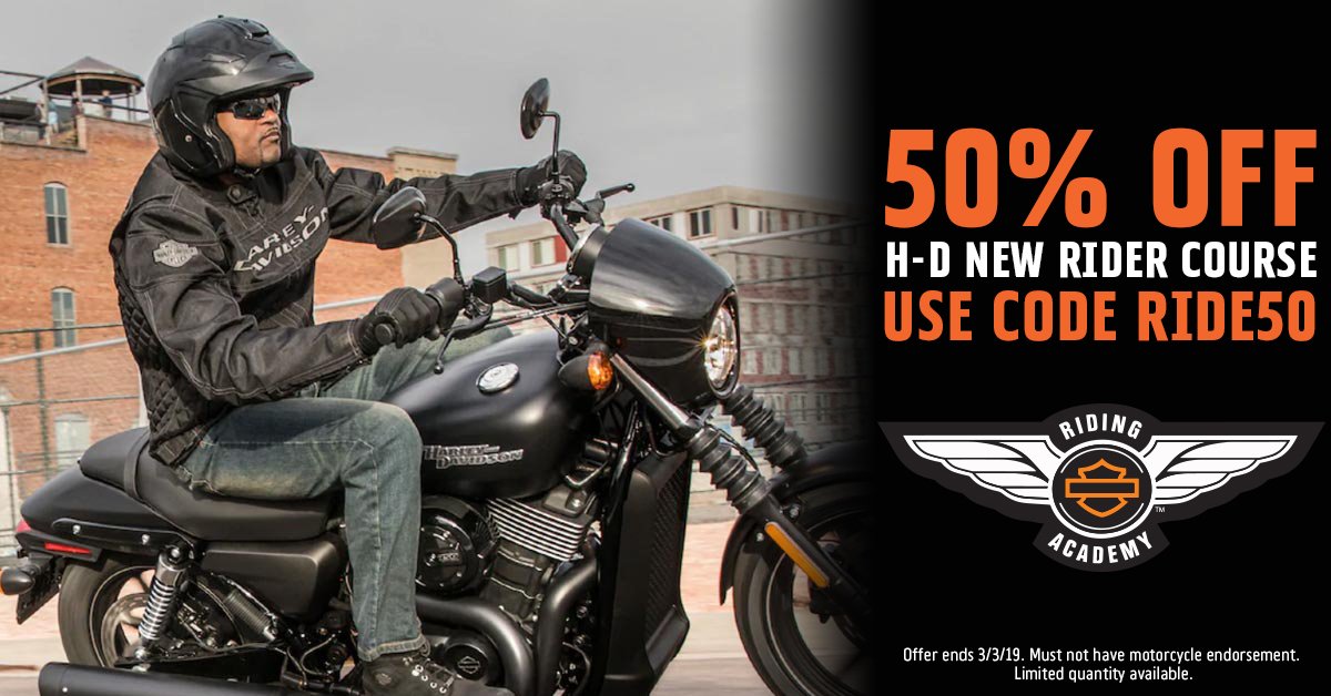 RiversideHD's tweet photo. 🚨BREAKING NEWS🚨 50% OFF #Harley #RidingAcademy Motorcyclist Training Course @RiversideHD w/code RIDE50 - ACT FAST! Limited number of code uses available. Details + register: https://t.co/d6dj0fFqfb https://t.co/EylLH5fLfq