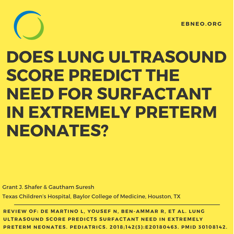 Can lung ultrasound help us predict which premature babies will go on to need surfactant? Find out in this easy-to-read, open-acess review: ebneo.org/2019/01/lung-u…

#ebneoreviews #neoEBM #foamneo