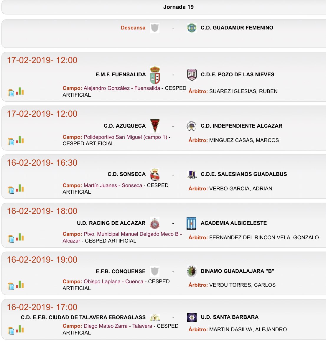 ElTiKiTaKaCLM's tweet photo. 🏆 19ª Jornada, Liga Regional Femenina - Grupo II.

⚽️ Los Partidos.
🎽 Equipos.
⏱ Horarios.
🏟 Los Estadios.

🍀 Mucha Suerte Equipos 🍀. https://t.co/GTpv0WfoBW