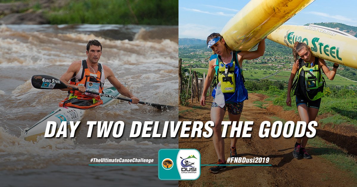 DAY TWO REPORT

Another cracking day of racing has shed light on the men's title race, however the women's is the most tightly contested in modern history.

FULL REPORT - dusi.co.za/2019/02/15/dus…

#FNBDusi2019
#WeGetWhyYouPaddle
#TheUltimateCanoeChallenge
#MyDusi