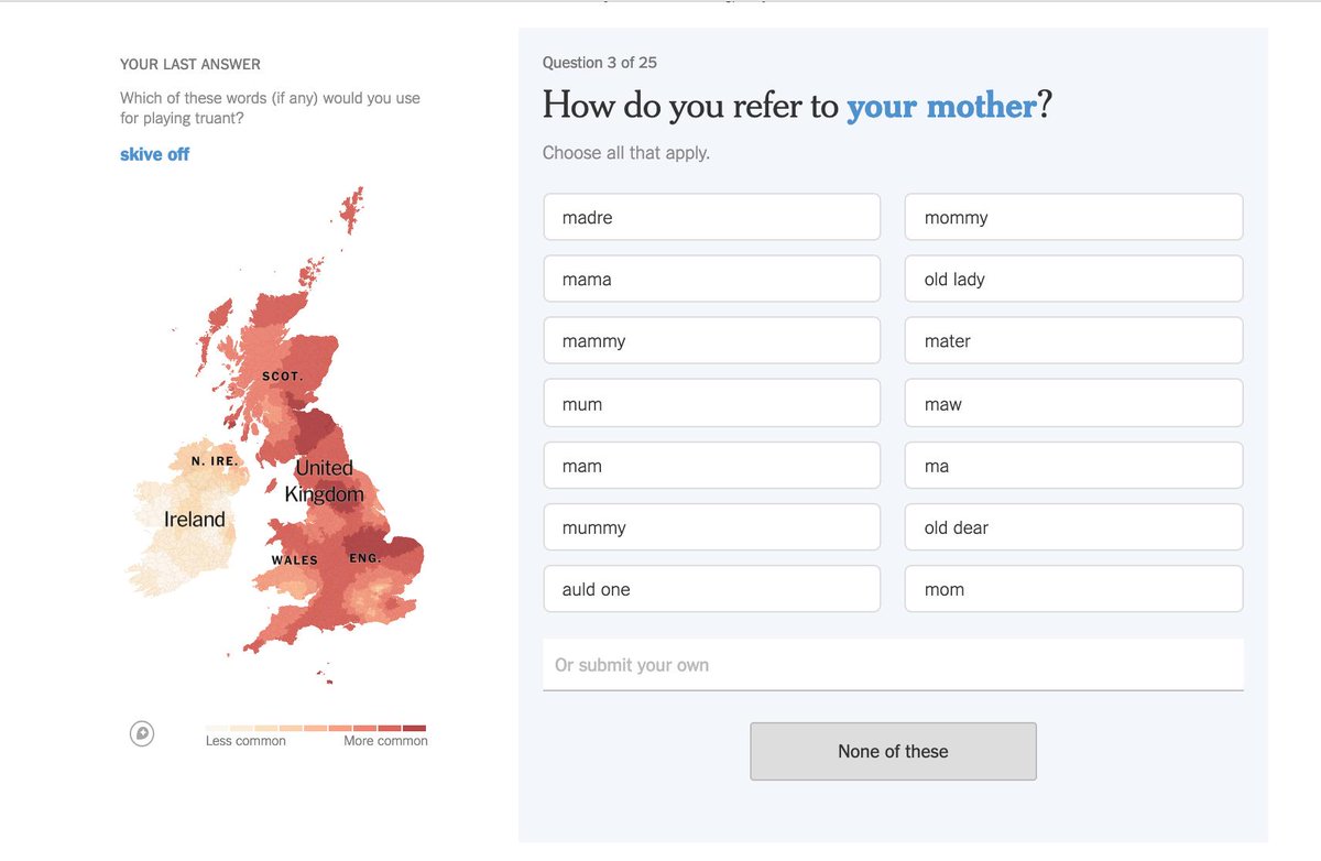 Laurence Ivil On Twitter While We Re On The New York Times British Irish Dialect Quiz I D Like To Know How The Transition From Mum To Old Dear Goes For Others Out There Https T Co Uq5klo9atk