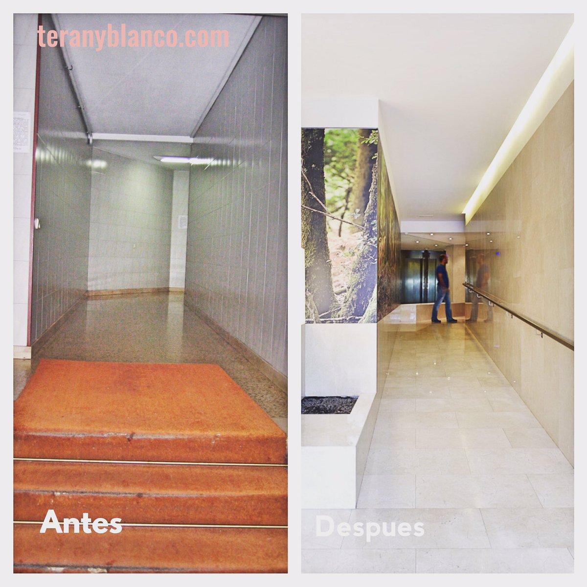 teranyblanco's tweet photo. Antes de la reforma.....después de la reforma.....portal de un edificio de viviendas.....pensado como el vestíbulo de cada vivienda...luz...accesibilidad....#espaciospensados Architects:Teran y Blanco @teranyblancoarquitectos https://t.co/AH97ISFdBK