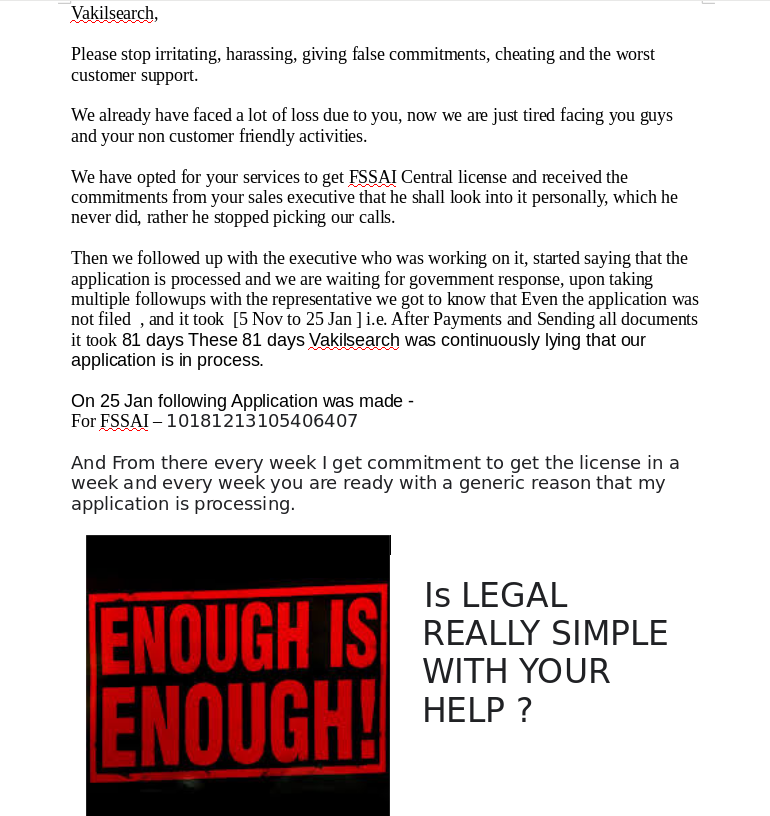 helloMrHappy's tweet image. @Letsvakilsearch 
#WORST_CUSTOMER_SUPPORT #REALLY_BAD_SERVICES #FALSE_COMMITMENTS #CUSTOMER_CALL_IGNORANCE #UNREACHABLE_PEOPLE #ALWAYS_LIE_ABOUT_STATUS #NO_PROFESSIONALISM #CAUSED_BUSINESS_LOSSES #ITS_BEEN_102_DAYS #NO_RESULTS 
#LEGAL_NOT_SIMPLE_WITH_VAKILSEARCH
@jagograhakjago