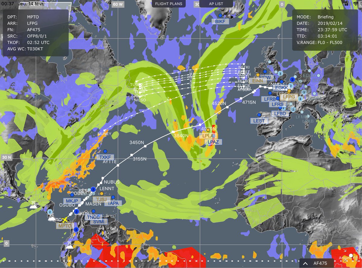 peytour13's tweet photo. #AF475 #B787 #Dreamliner Pretty rough conditions expected overhead Azores Islands. Thanks to the help of #dispatcher and #EWAS, I can choose the “best” route 👨‍✈️ ; Good choice 👍 only some bumps encountered for the great pleasure and rest of our passengers #iloveairfrance https://t.co/ARkjeJZRWj