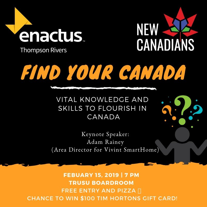 Are you a student looking to improve soft skills to put yourself in a better position in front of employers on this new land ?

Free entry 🔖 pizza 🍕and Chance to win $100 Gift Card.

Join us today 7pm at TRUSU Boardroom and learn vital skills!!!!

#myTRU #EnactusTRU #atTRU