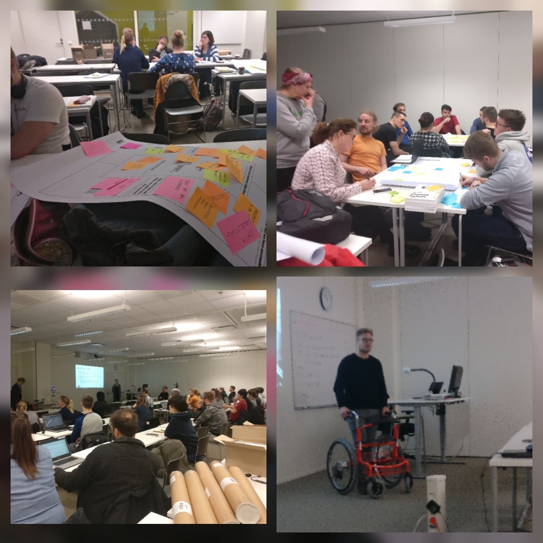 Engineers, physios, nurses, business... Multidisciplinary student projects started again at @SatakunnanAMK with  #tukimet @ain1solutions <a href="/KuoriOy/">Kuori</a> <a href="/Titus_robotti/">Titus</a> @Satakunnan_shp @TampereUni and <a href="/futurice/">Futurice</a>. Amazing day! Can't wait to see the outcomes.