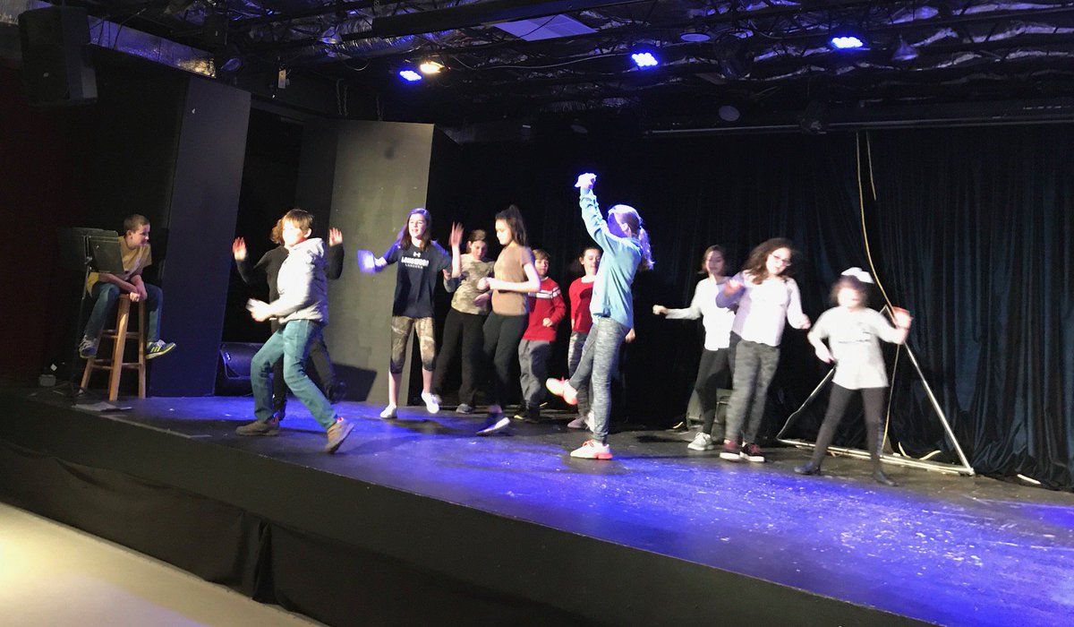 tgrif17's tweet photo. On stage preparing for the Scottsville Elementary production of Charlie and the Chocolate Factory.  Shows next week! @k12albemarle https://t.co/xlJ88cCSem
