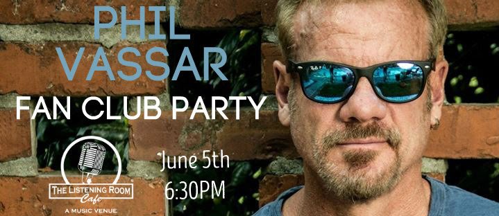 #EVENT - 2019 @PHILVASSAR Fan Club Party Wed June 5 at @listeningroom in Nashville Doors will open at 6:30PM. Members can purchase up to 4 tkts at $30 each. Membership laminate will be required at admission. Tkt includes admission, show, and photo w/ Phil. eventbrite.com/e/2019-phil-va…