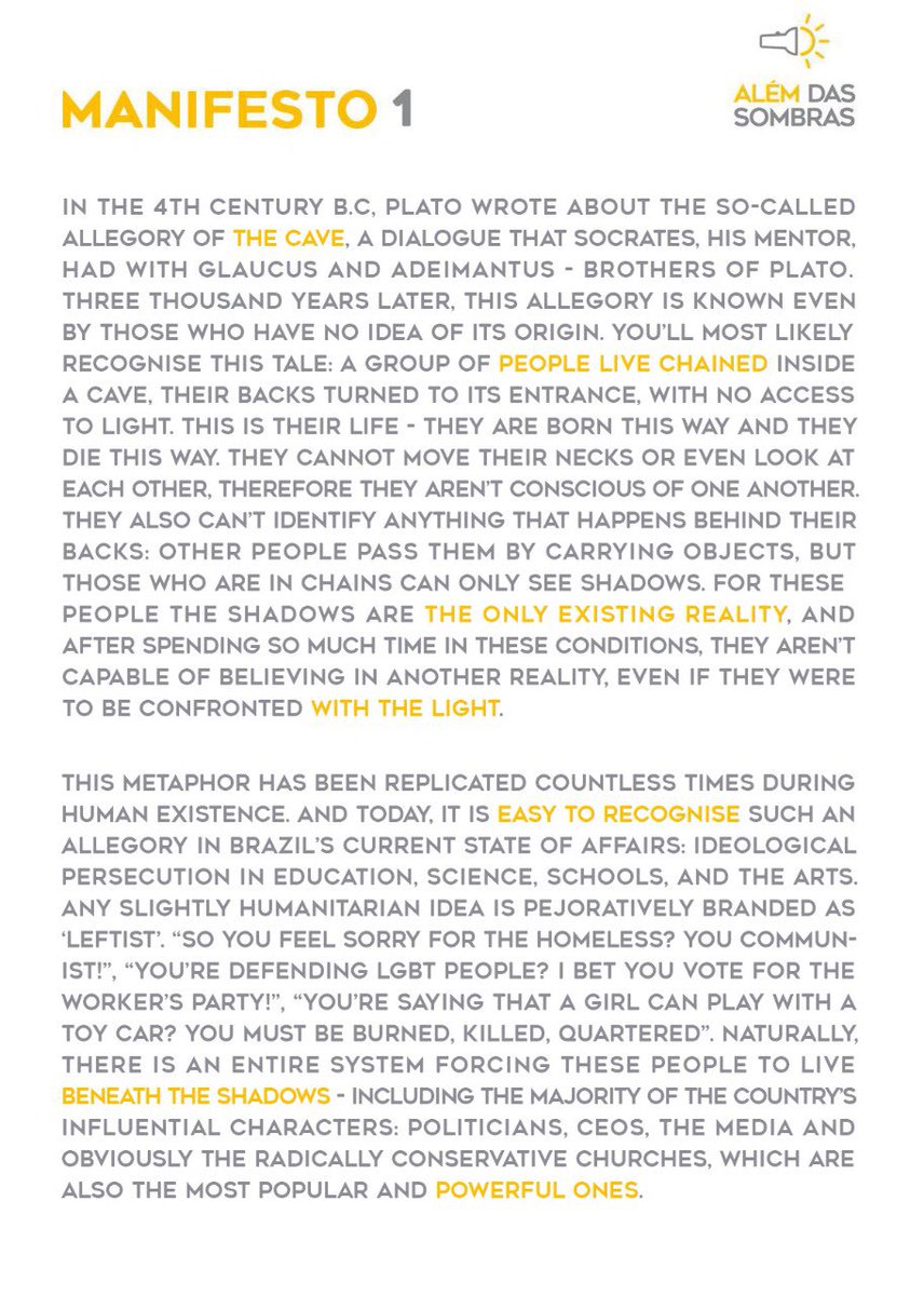 BeyondDShadows's tweet image. In October 2017, a group of people decided to make a stand against the rise of authoritarianism, violence, conservatism and bigotry in Brazil. We are Beyond the Shadows, and this is our manifesto:
