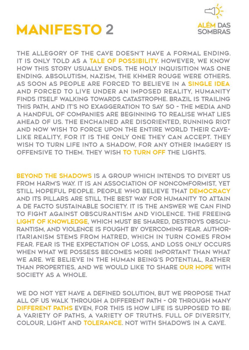 BeyondDShadows's tweet image. In October 2017, a group of people decided to make a stand against the rise of authoritarianism, violence, conservatism and bigotry in Brazil. We are Beyond the Shadows, and this is our manifesto: